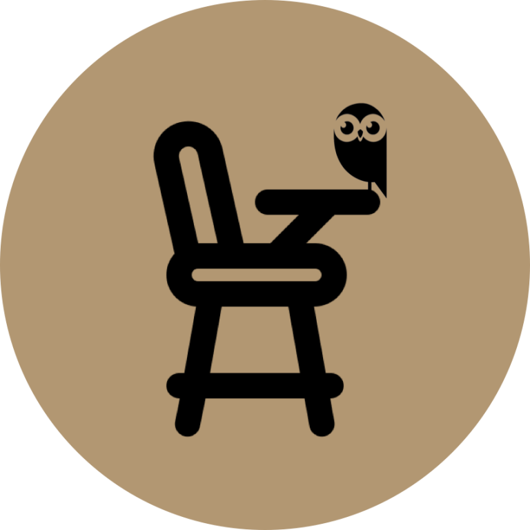 Un lit simple avec un coussin, surmonté d’une chouette.