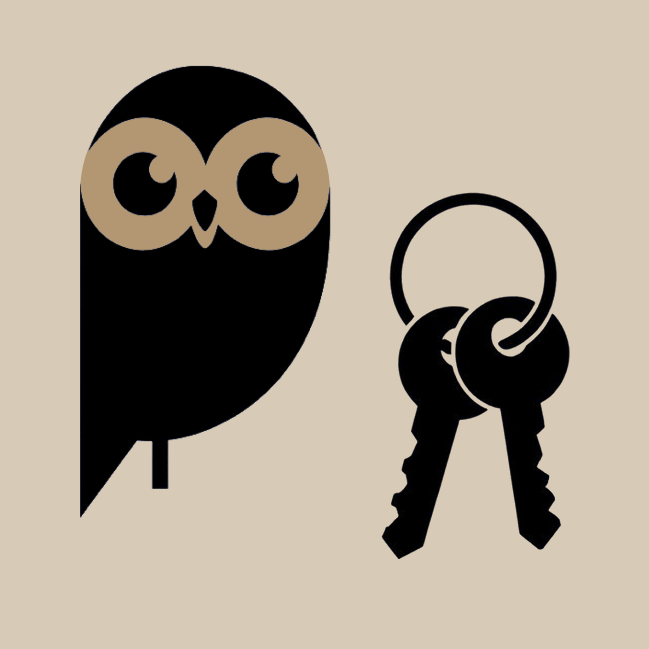 Logo La Chouette aide stylisée à côté de clés.